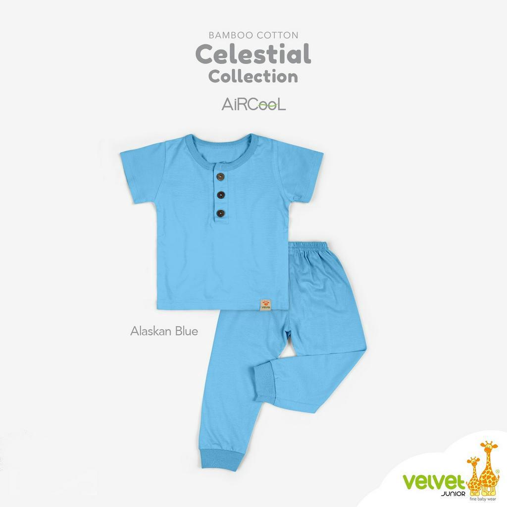 Velvet Celestial Collection Setelan Oblong Pendek + Celana Panjang / Kancing Dada