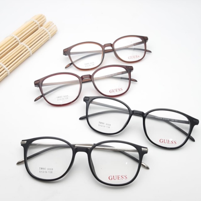 Paket lensa minus antiradiasi frame kacamata fashion wanita guess 8008