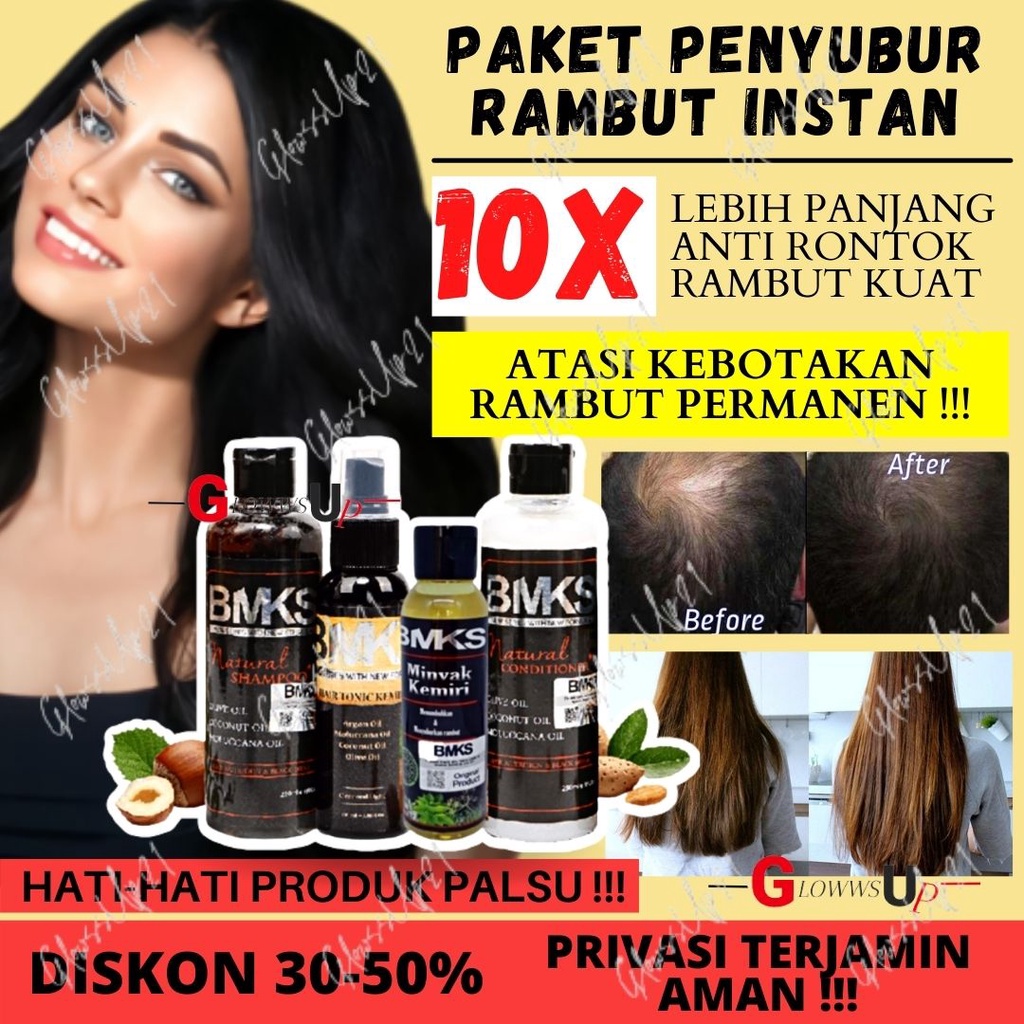 BMKS PAKET 4IN1 SHAMPOO - CONDITIONER - MINYAK KEMIRI - HAIR TONIC BPOM