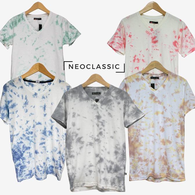 Kaos Baju Tie Dye / Tye Dye / Tyde V-Neck Pria Wanita Katun Pendek