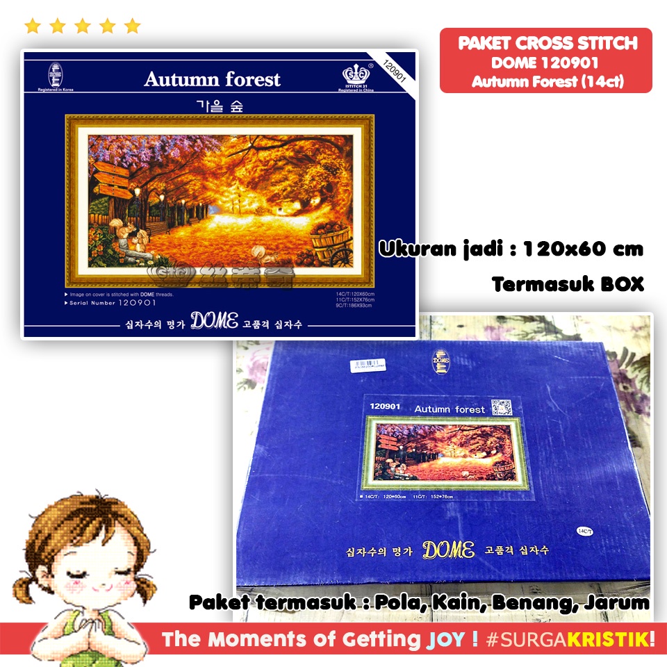 Paket DIY Craft Sulam Kristik Strimin DOME 120901 Autumn Forest Fall Musim Gugur Nature Pemandangan