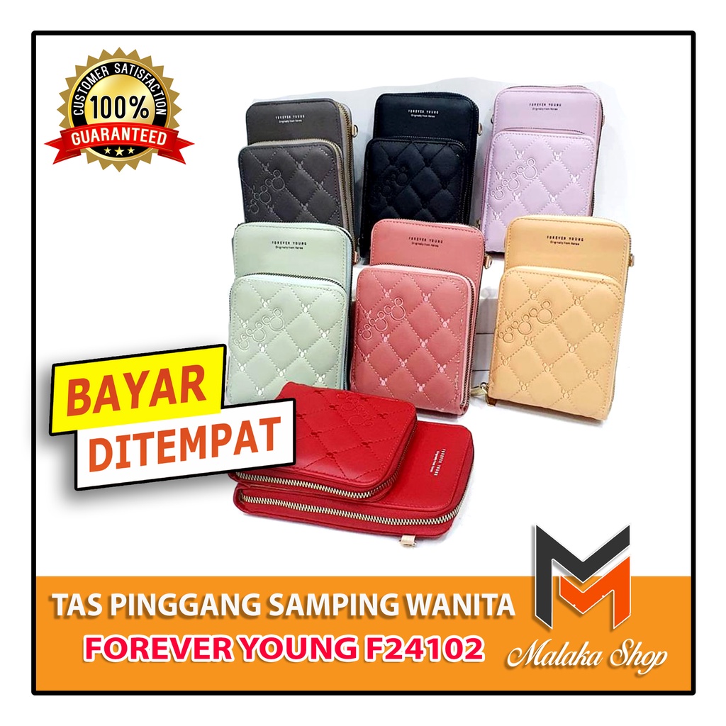 tas selempang hp wanita  sling bag hp Import Forever young 2 Resleting Tas tali  F24102