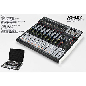 MIXER 8 CHANNEL ASHLEY PLAY-8 KOPER ALUMINIUM USB BLUETOOH BARU