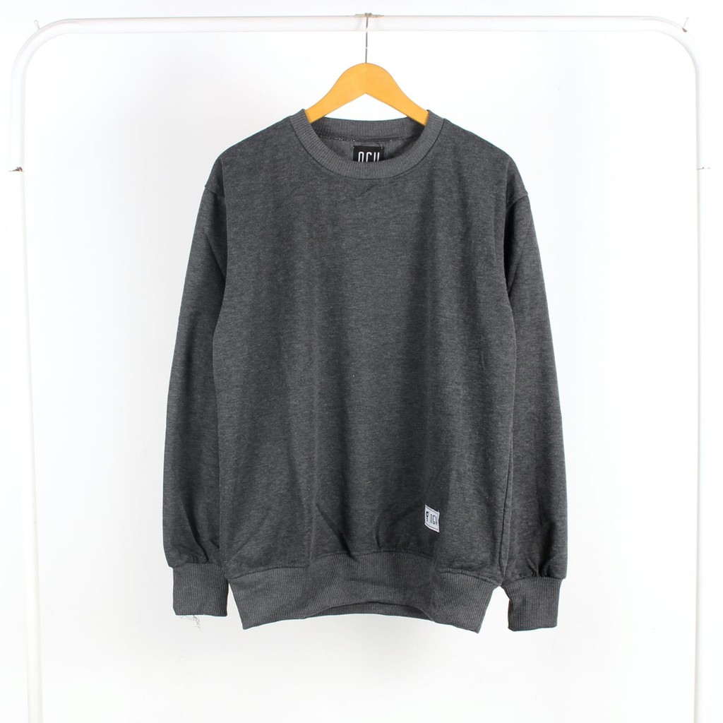 SWeatshirt Crowneck Abu Tua Pria Dan Wanita High Premium