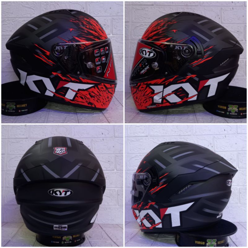 KYT NFR MOTIF FLAMING BLACK MATT RED FLUO KYT NFR ORIGINAL TERMURAH