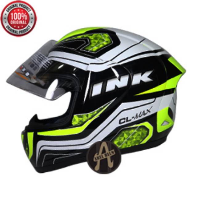 HELM INK CL MAX MOTIF #5 BLACK YELLOW FLUO ORIGINAL //INK FULL FACE PALING LARIS