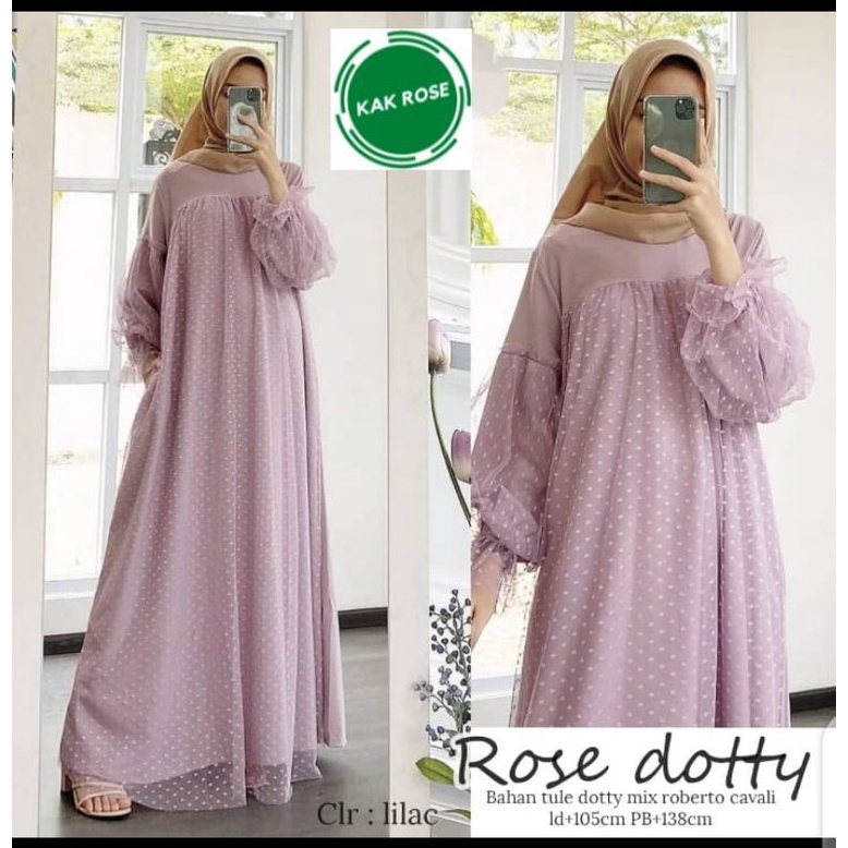 Dress tule dotty longdress tile renda gaun pesta muslimah mix tile dotty Rose Dotty