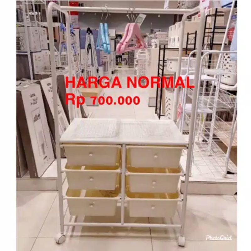 SALE Informa Gantungan Pakaian dengan Rak Laci Penyimpanan 64 x 115 x 37