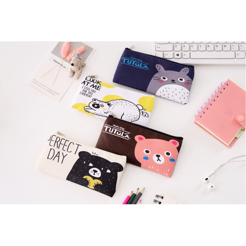 Tempat Pensil Karakter TUTULA / Tempat Alat Tulis Kartun Totoro Brown Cony Sally / Tepak Pensil Karakter Binatang Lucu