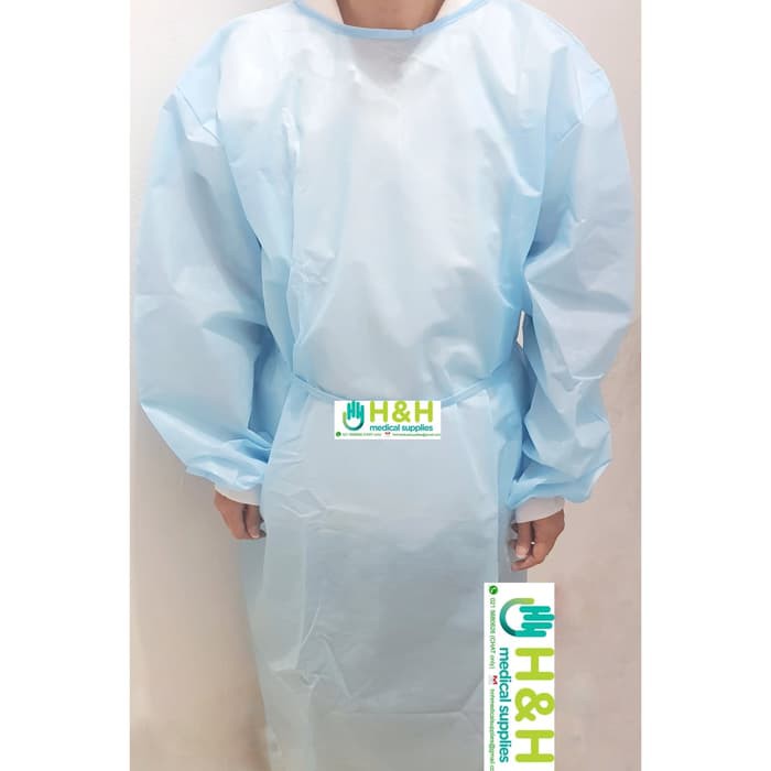 Surgical Gown Biru Muda / Apron Lengan Panjang / APD