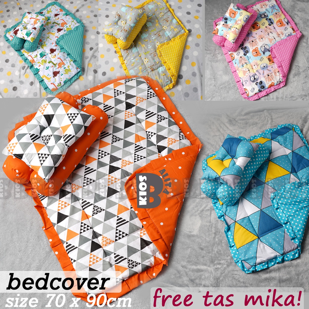 BED COVER SET BAYI Bed Cover Bayi Bantal Guling Selimut Bayi Tempat Tidur FREE tas mika Kado Lahiran