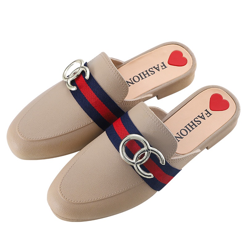 Sandal Sendal Wanita Import - Sendal Geraldine Sandal Slop Datar Kekinian Murah Dan Awet