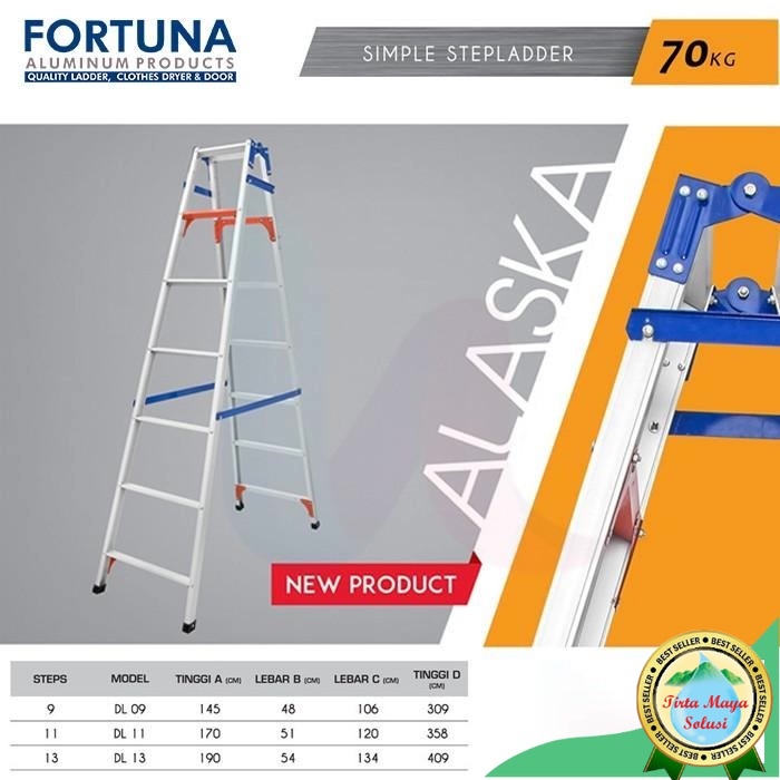TANGGA LIPAT ALUMINIUM MERK FORTUNA TIPE ALASKA 200 CM / 2 M 13 STEP