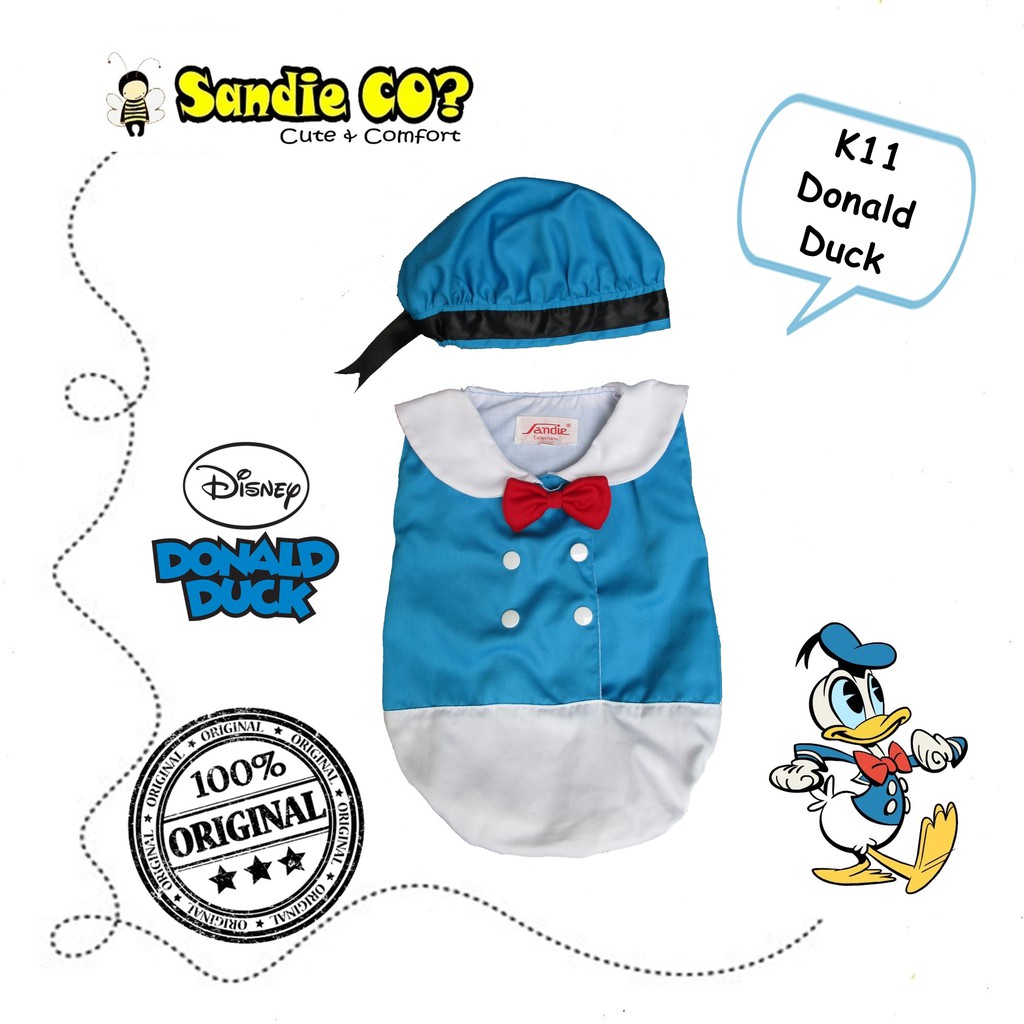 Baju Topi Bayi Lucu Jumper Karakter Kostum Disney Donald Duck