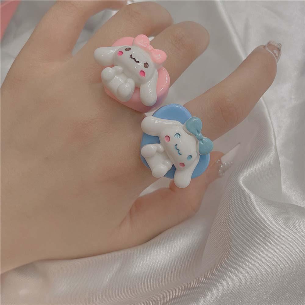 Needway  Cute Resin Rings Funny Dog Finger Ring Women Trend Korean Geometric Personality Girls Female Jewelry/Multicolor