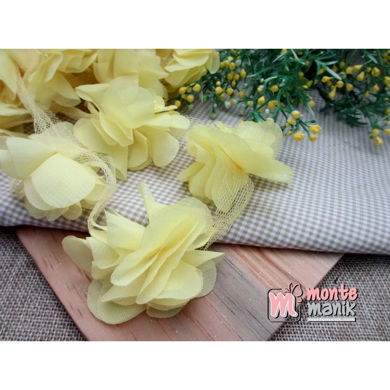 Aplikasi Bunga Frill Kuning Muda (APB-038)