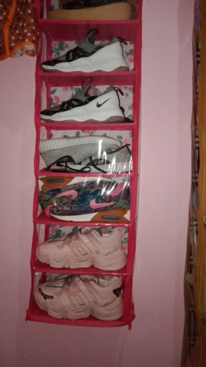 [bisa Cod] Promo Murah Rak Gantung Sepatu Motif Bunga Full Resleting Kualitas Terbaik Dan Termurah