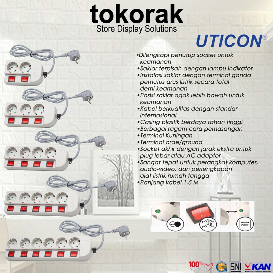 STOP KONTAK 4 LB ARDE + SAKLAR UTICON ST 1482 SW - COLOKAN EXTENTION