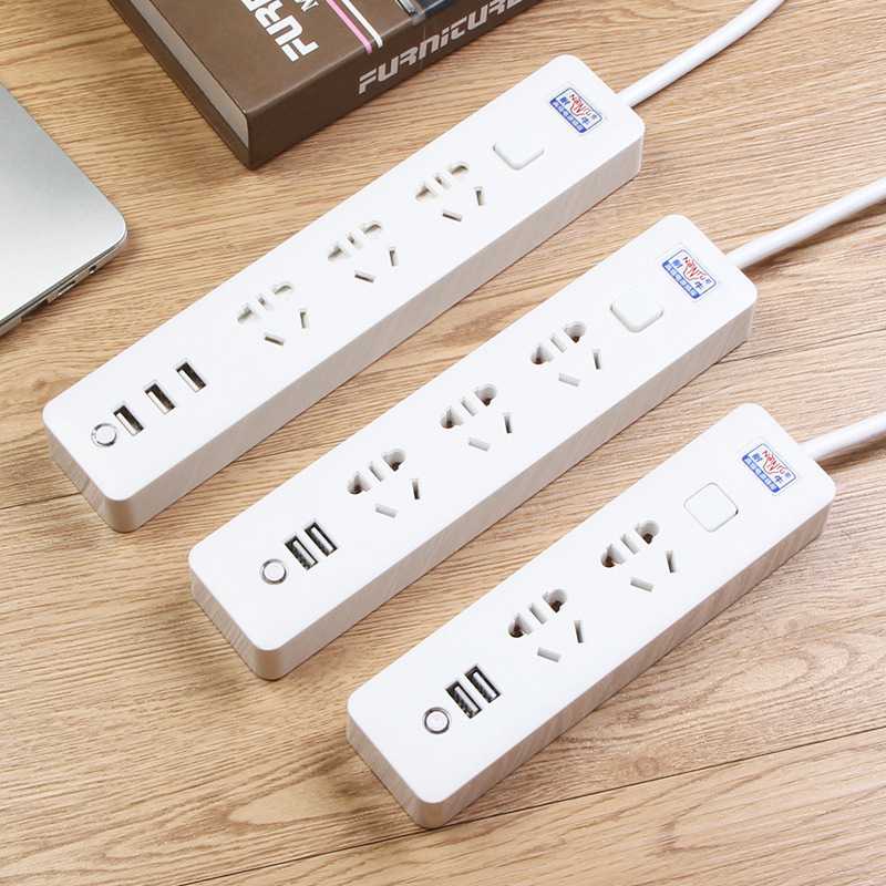 Powerstrip 3 USB Port + 3 Electric Plug dengan LED Indikator JRDQ