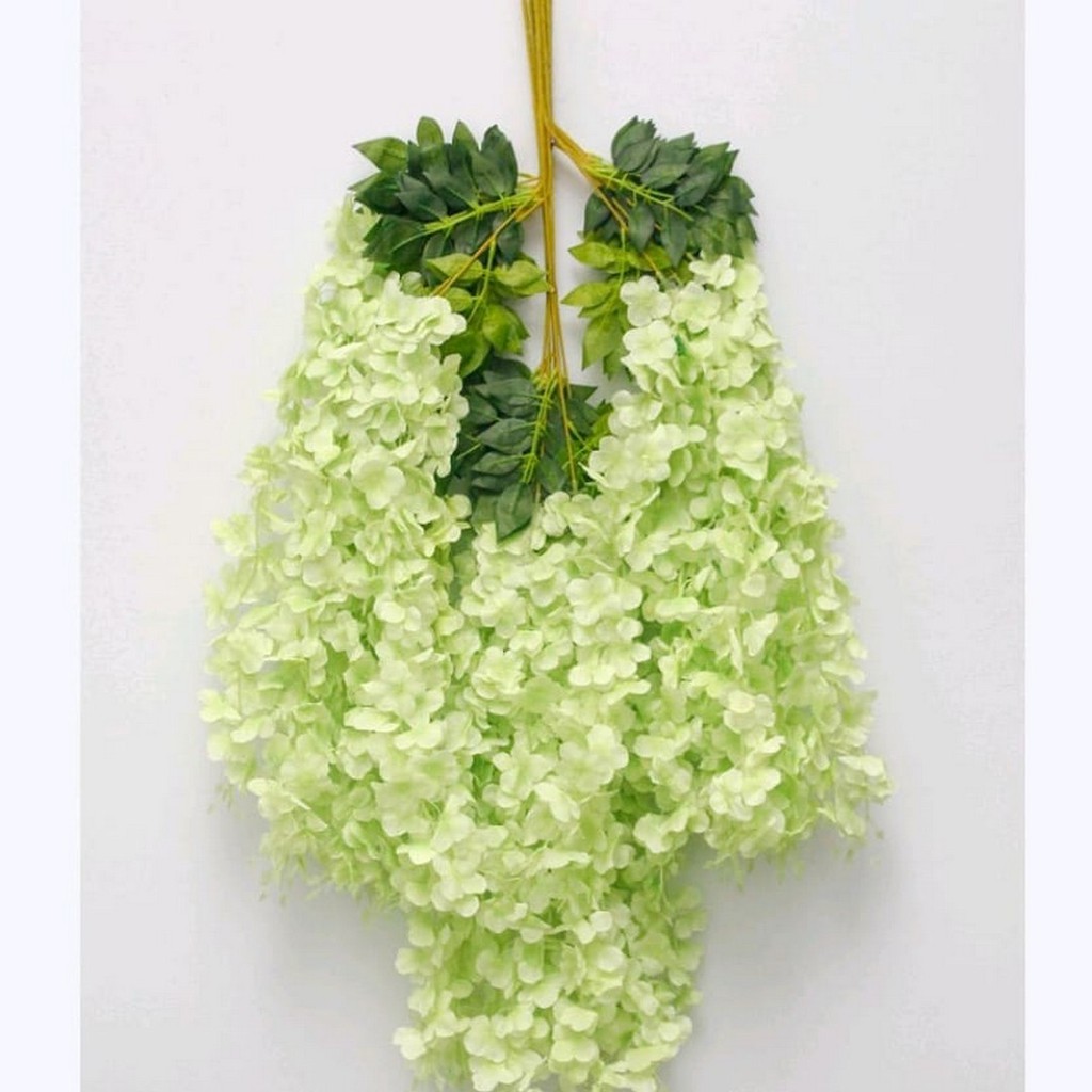 Bunga Wisteria Dekorasi/Bunga Westeria Jumbo/Bunga Juntai Dekorasi Pelaminan/Bunga Plastik-Hijau