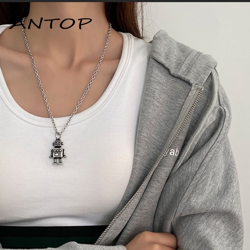 Kalung Liontin Robot Mini Gaya Retro Hip Hop Untuk Unisex ANTOP