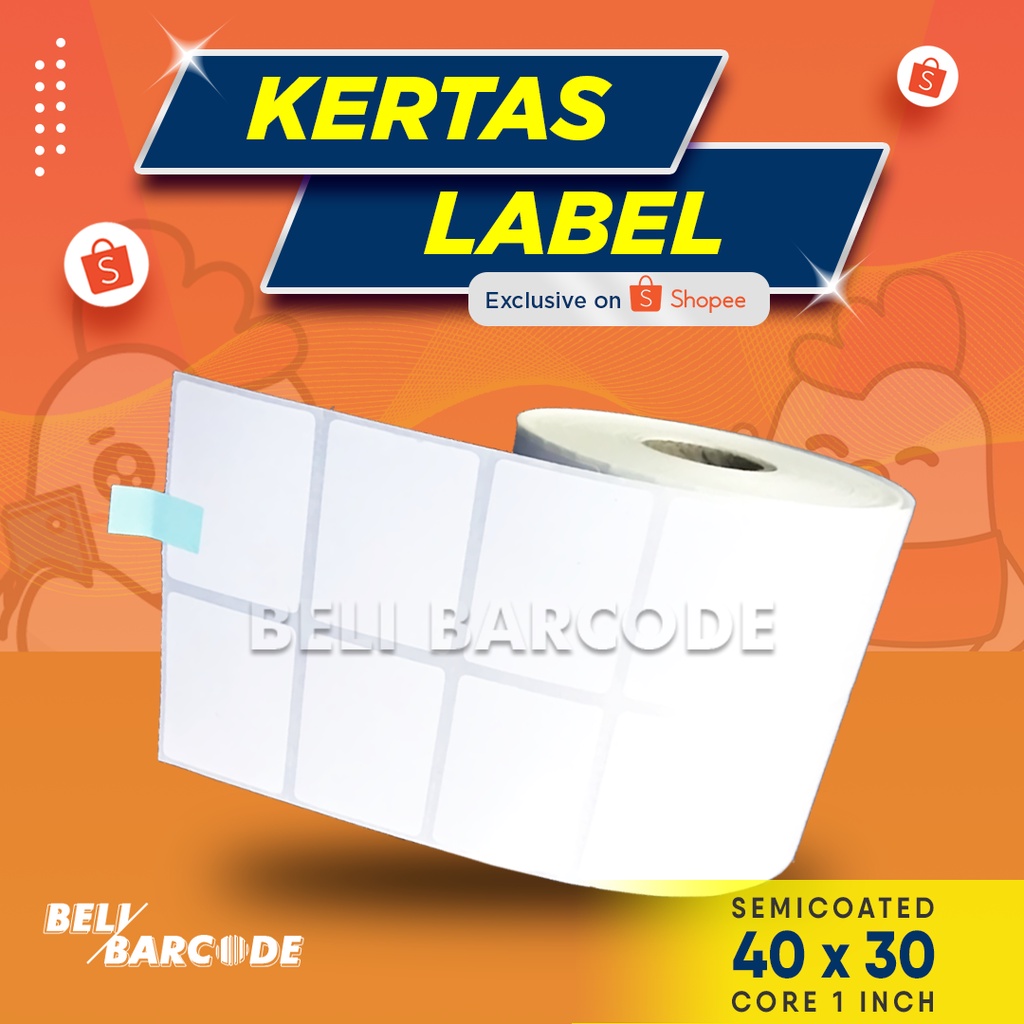 Kertas Label Barcode Semicoated Uk. 40x30 Core Kecil