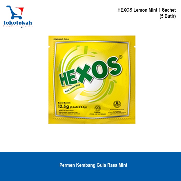 

Hexos lemon mint sachet permen pelega tenggorokan produksi KONIMEX - 10pcs