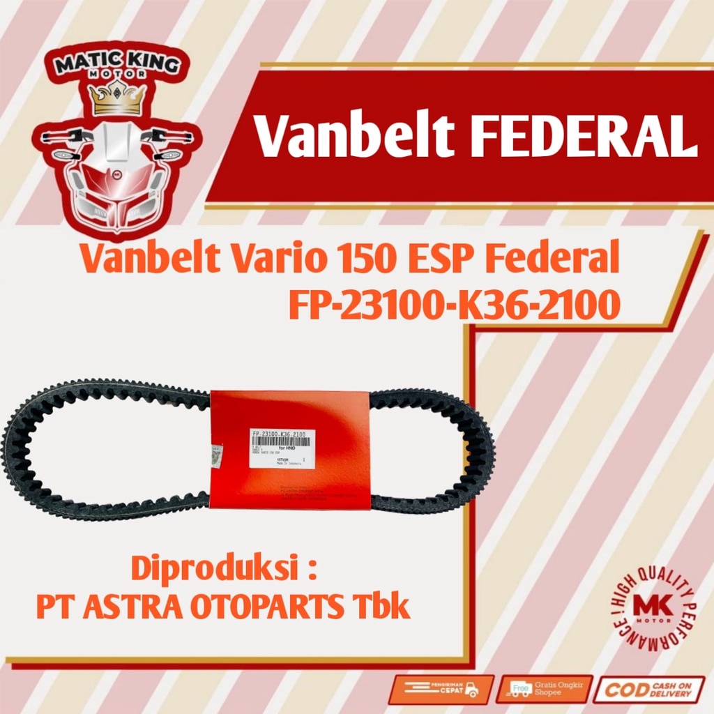 Vanbelt V belt Van belt fanbelt Vario 150 ESP LED FEDERAL ASTRA OTOPART  FP-23100-K36-2100