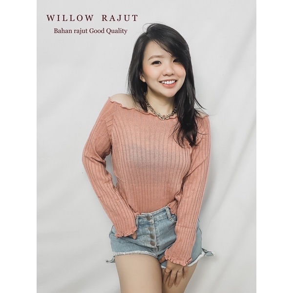 MDLV ~ WILLOW RAJUT LP KNIT CROP TOP ATASAN CROP RAJUT LENGAN PANJANG ATASAN RAJUT WANITA ATASAN RAJUT KOREA STYLE KEKINIAN FASHION WANITA