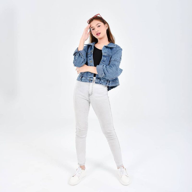 Jaket Wanita Pulbear Jacket Jeans Oversize Korean Style