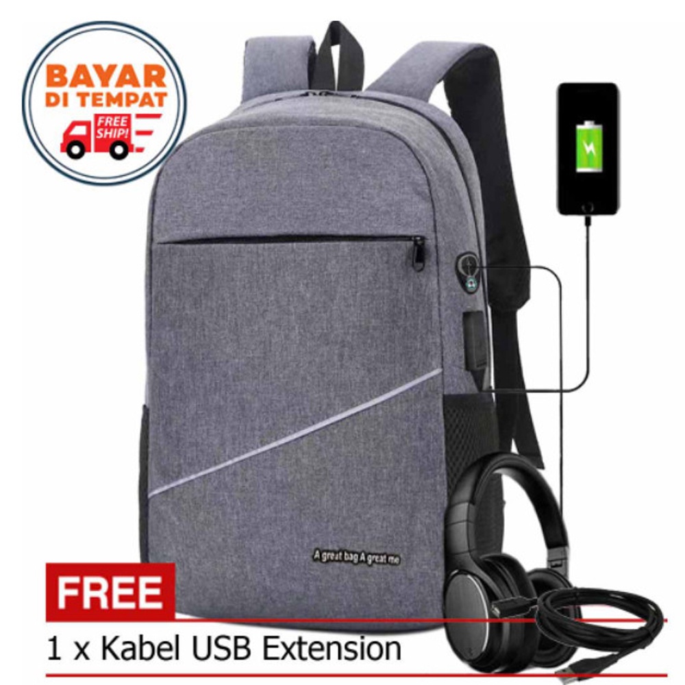 11.11&amp;12.12 BIG SALE!! Backpack Korea Tas Ransel Laptop USB Model Korea Tas Punggung Tas Ransel Sekolah  Tas Kerja Backpack Outdoor Joy-15