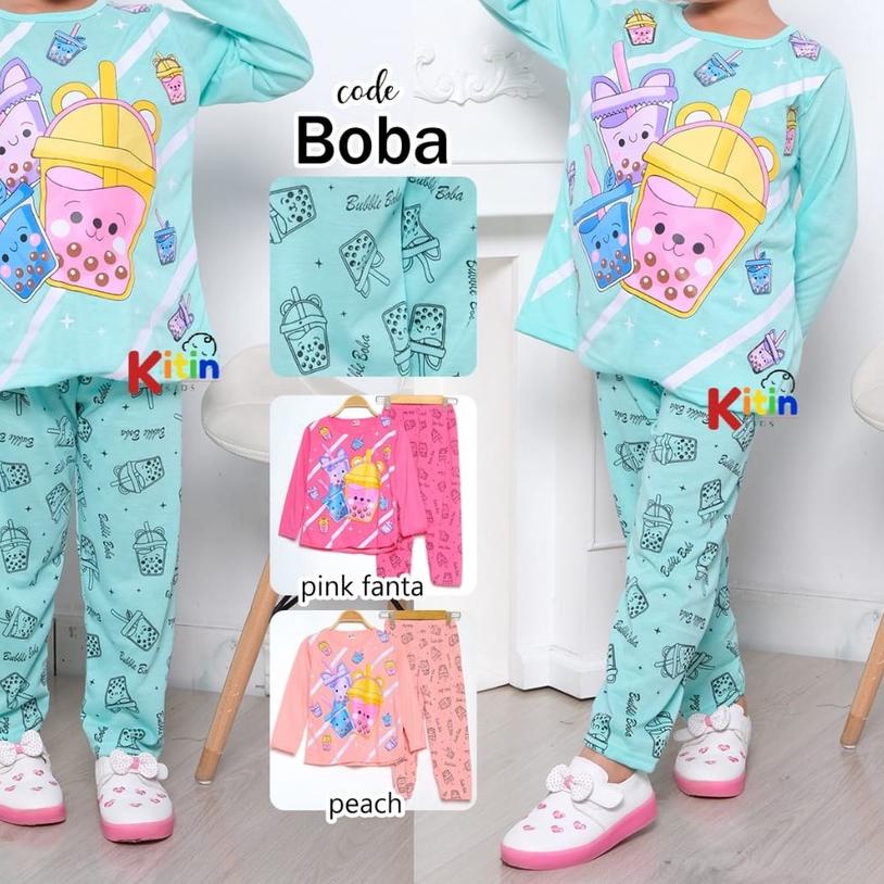 ♪ KITIN - SETELAN BAJU TIDUR DAN PIYAMA ANAK CEWEK/PEREMPUAN ABG JUMBO TANGGUNG 3-12 TAHUN MOTIF BOB