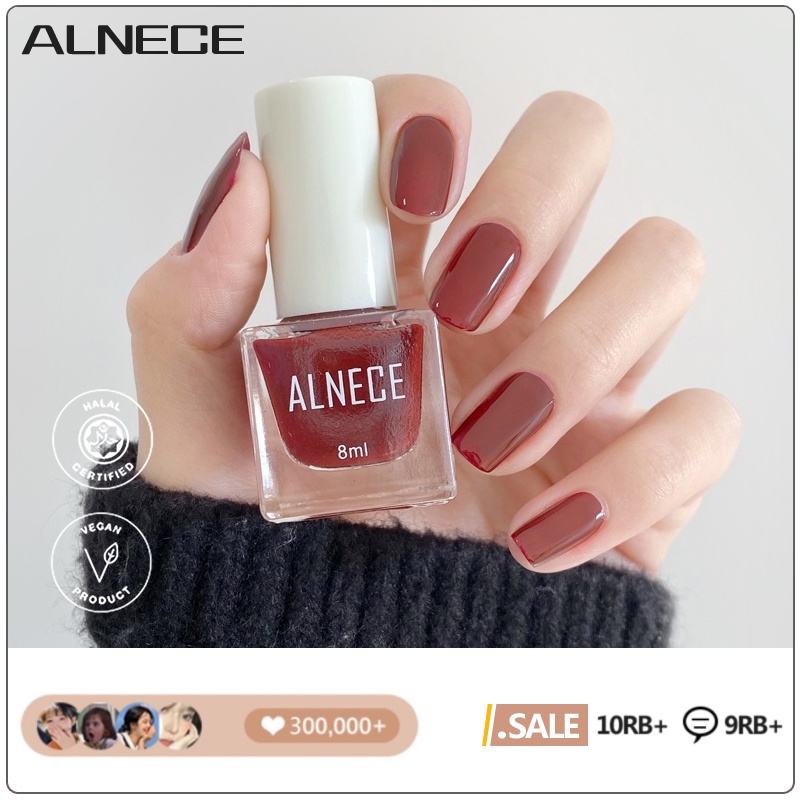 ALNECE 9 warna Bisa Di Kupas Kutek Halal Muslimah Kutek Peel Off Bisa Untuk Sholat Cat Kuku 8ml