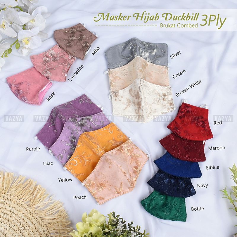 Masker Hijab Duckbill Brukat Combed 3ply