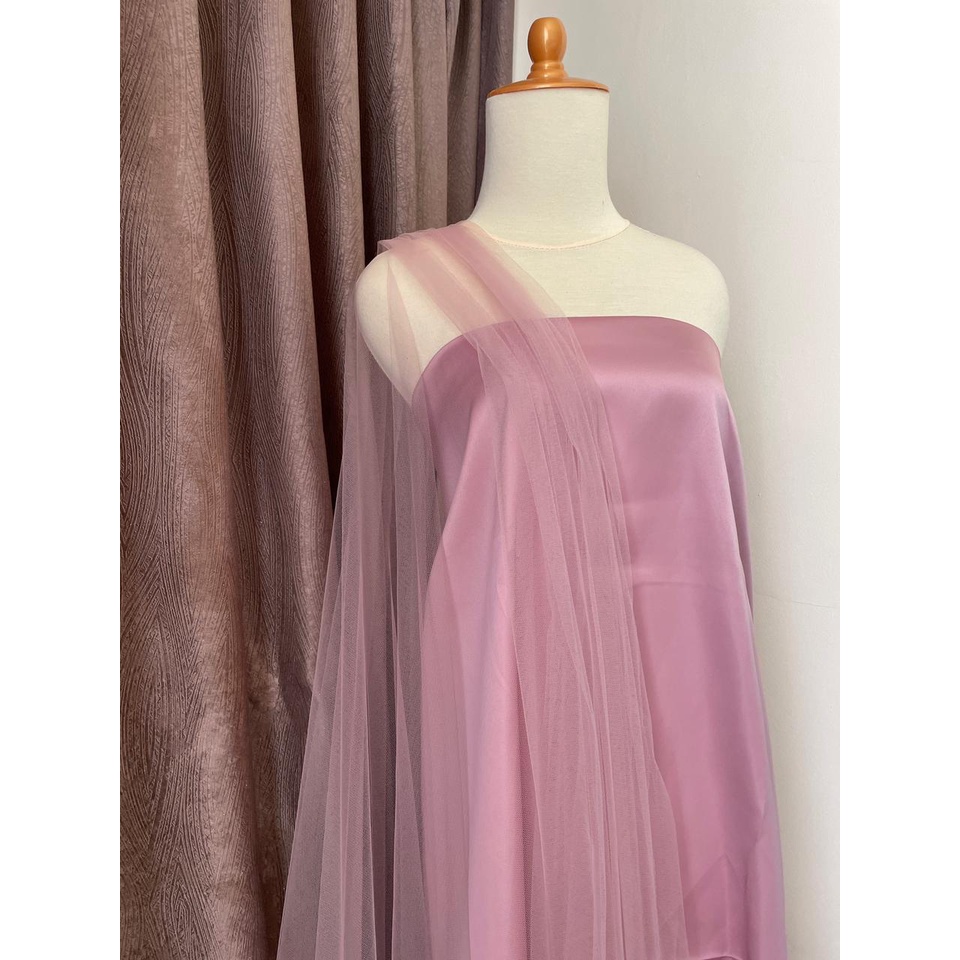 1/2 Meter Bahan Kain Tile Tulle Halus Polos Soft Tulle Warna Merah Muda Rosegold