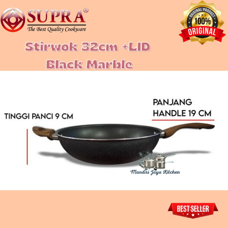 Stirwok 32cm +LID Black Marble