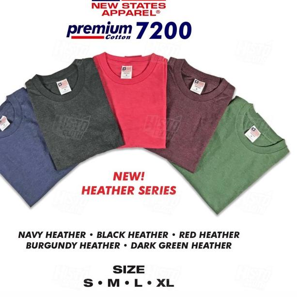☏ Kaos Polos NSA Premium Cotton Heather/ Misty Series New States Apparel - D.Green Heather, M ➮