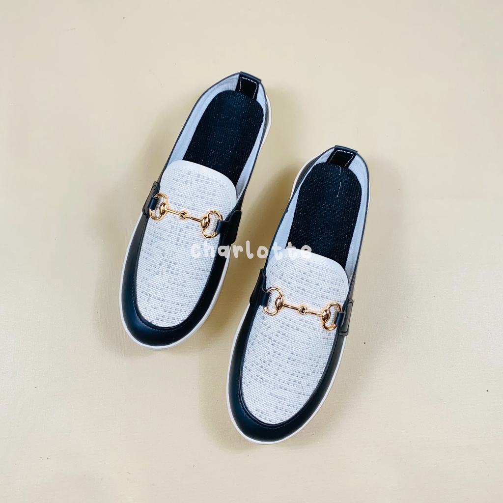 Dinda sepatu wanita slip on Noya model terbaru 2022 Korean style warna merah abu biru krem dan putih ukuran 37-40