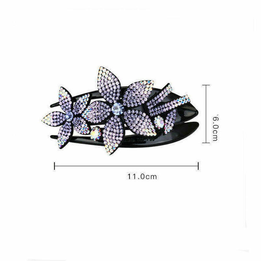 Korean Hair Clip Rhinestone Accent Double Flower Hairpin For Women