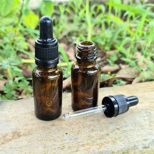 Botol pipet 20ml Kaca Coklat TEBAL Ring SEGEL