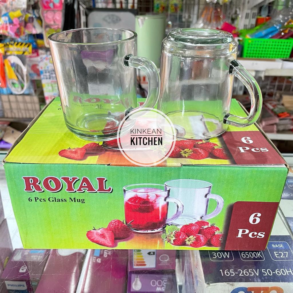 Gelas kopi gagang kaca polos royal (1Pcs)