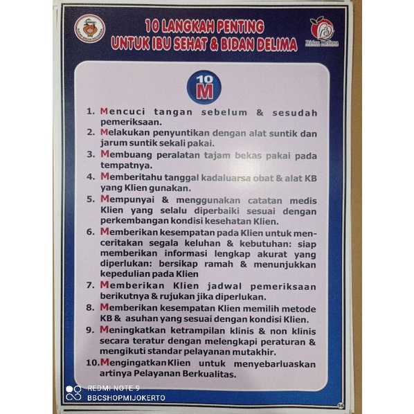 (56) POSTER 10 LANGKAH PENTING UNTUK IBU SEHAT DAN BIDAN DELIMA