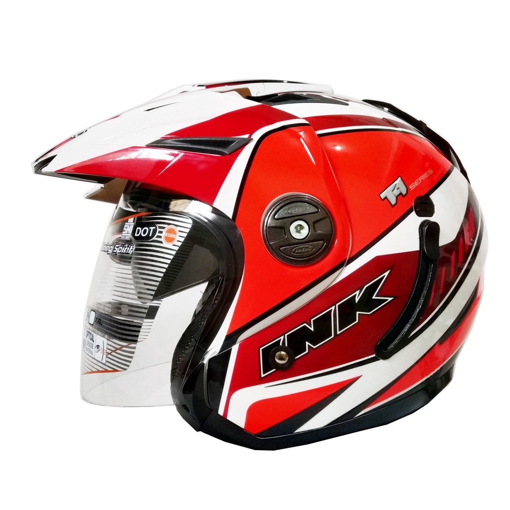 HELM INK T1 #2 WHITE RED FLUO DOUBLE VISOR ORIGINAL INK