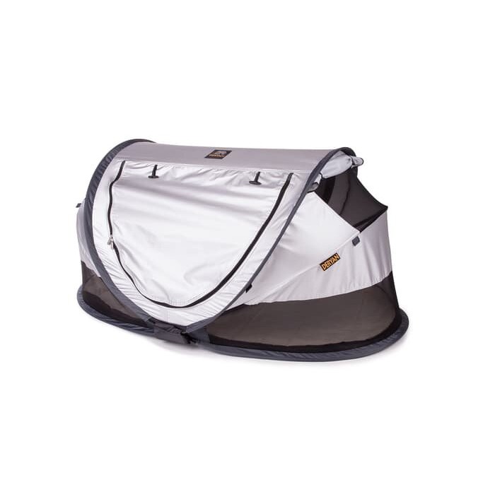 DERYAN TODDLER LUXE SILVER - TRAVEL SLEEPING COT BED / 136X84X62CM