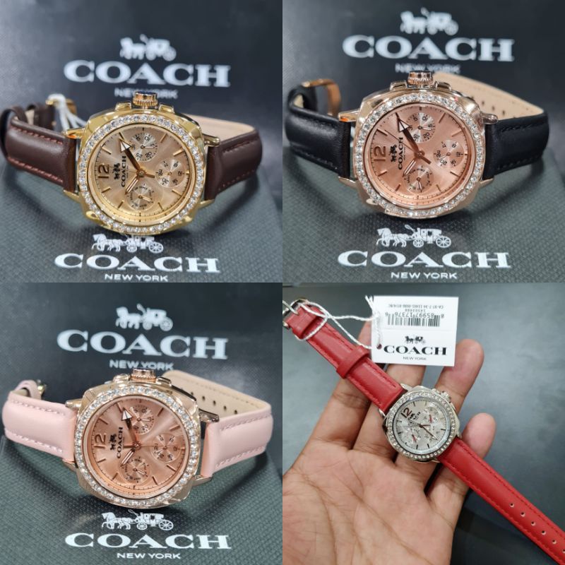 JAM TANGAN PRIA WANITA | RANTAI | KULIT | KARET | MURAH | WANITA - COACH ORI BATERAI STRAP LEATHER I