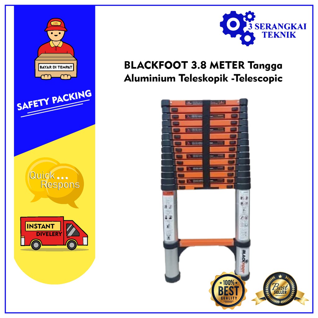 BLACKFOOT 3.8 METER Tangga Aluminium Teleskopik -Telescopic