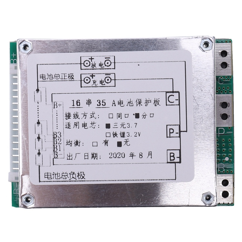 Board Pcb Bms 16s 60v 35a Li-Ion Lithium 18650 Dengan Inverter Energi