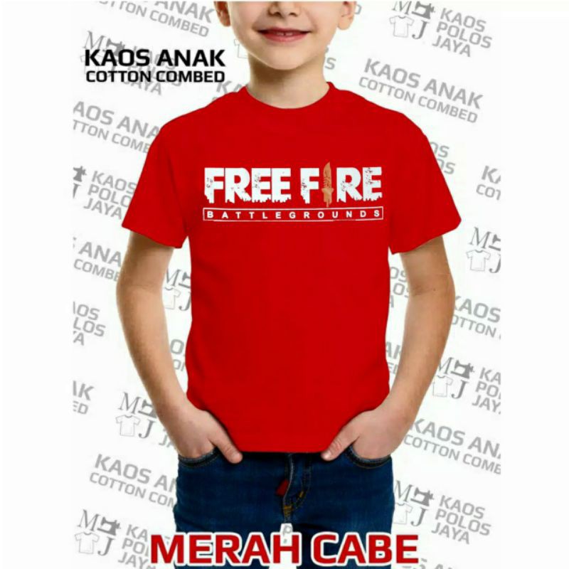 kaos anak anak motif free fire/ kaos impor anak anak