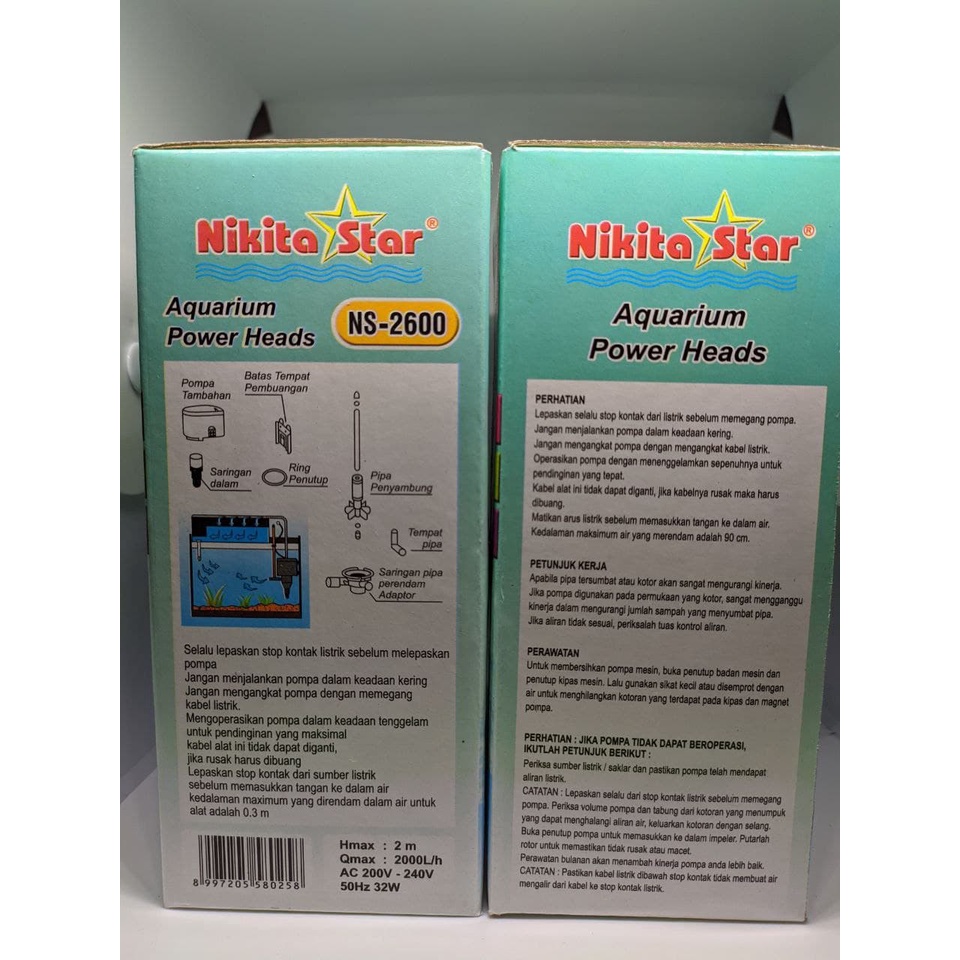 Pompa Air Celup Aquarium Power Head Nikita Star Ns-2600 Ns2600 Ns 2600 Mesin Akuarium Murah