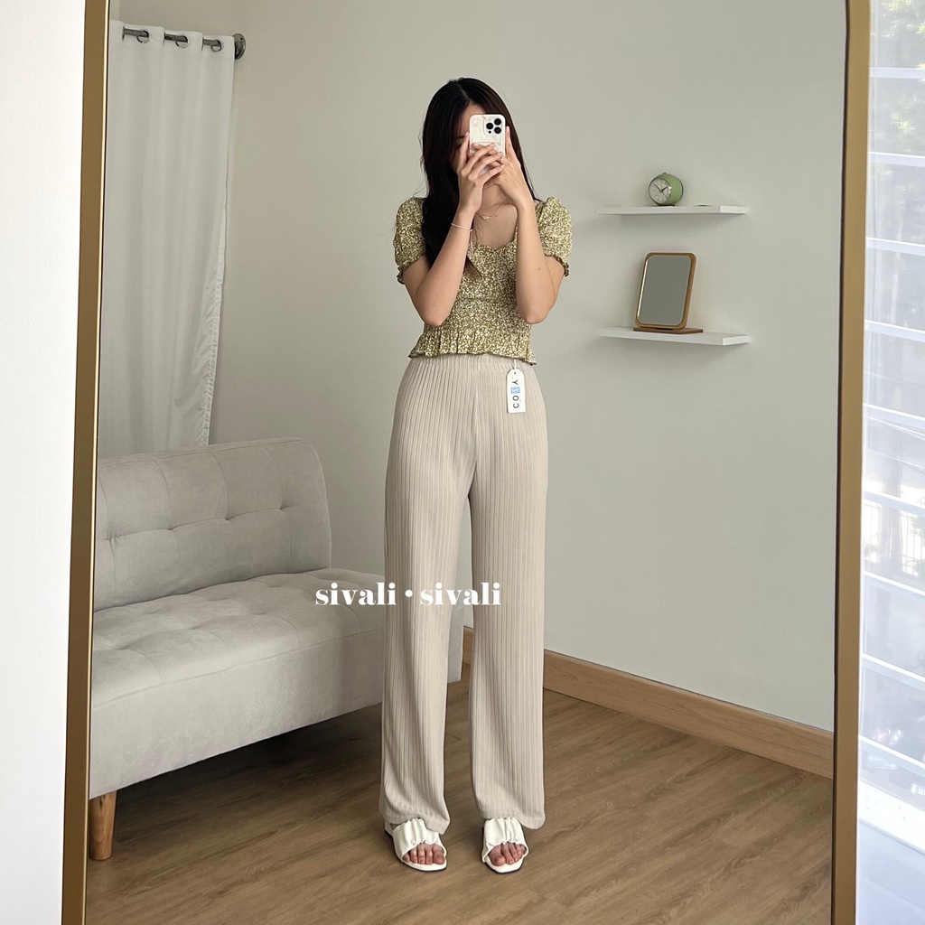 SIVALI Misoo Pants 785 | Celana Kulot Knit Wanita Tebal - Celana Kulot Highwaist - Cullote Knit Pants